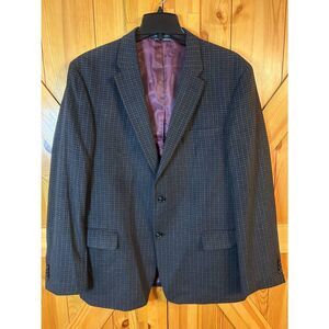 VINTAGE TOMMY Hilfiger Mens Black Purple Wool Blend Blazer Size 44R (5151)